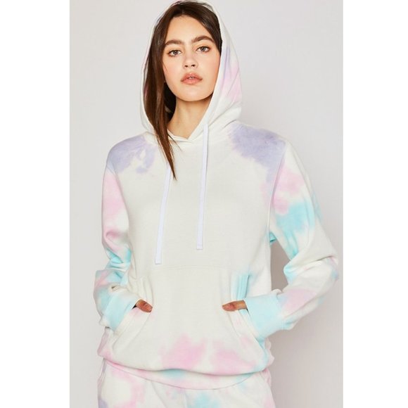 NEW Soft Fleece Tie Dye Hoodie Pullover Sweatshirt - Picture 3 of 8